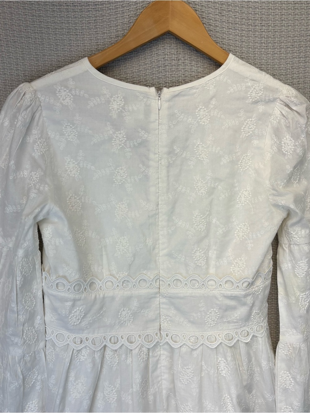 Lost + Wander Everlasting Love Bell Sleeve Cotton Eyelet White Dress Small Boho - Picture 9 of 11